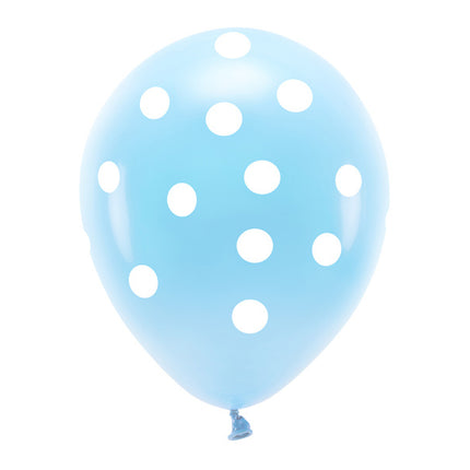 Lichtblauwe Ballonnen Witte Stippen 33cm 6st