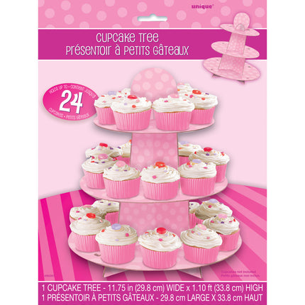 Cupcake Etagere Stippen Roze 34cm