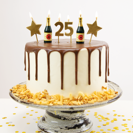 Kaarsjes 25 Jaar Champagne 17,5cm