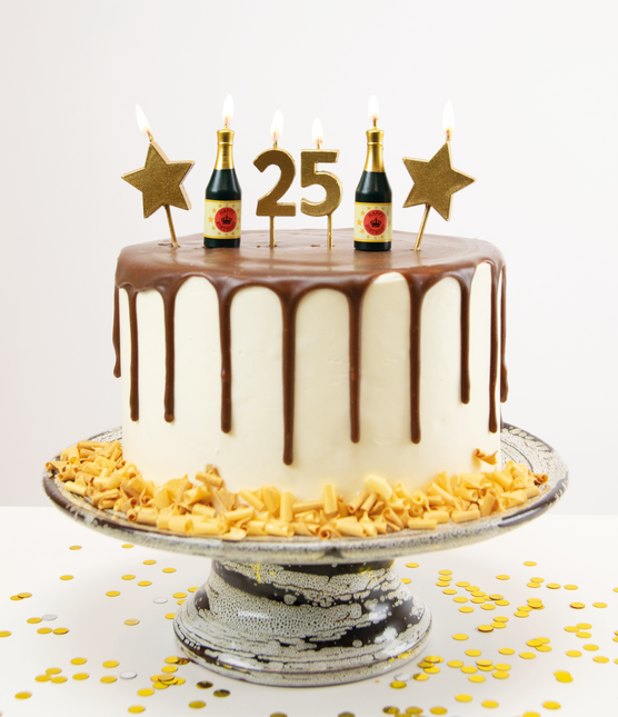 Kaarsjes 25 Jaar Champagne 17,5cm