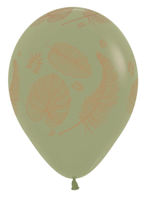 Ballonnen Tropical Leaves Mix Gold Print 30cm 25st