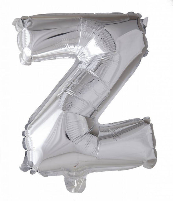 Folie Ballon Letter Z Zilver 41cm met Rietje