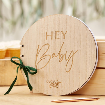 Gastenboek Hey Baby Hout 22cm