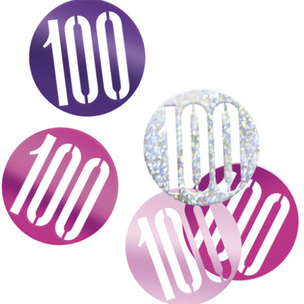 Tafelconfetti 100 Jaar Roze 14gr