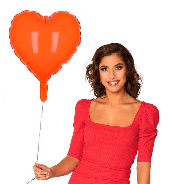 Oranje Helium Ballon Hart 45cm