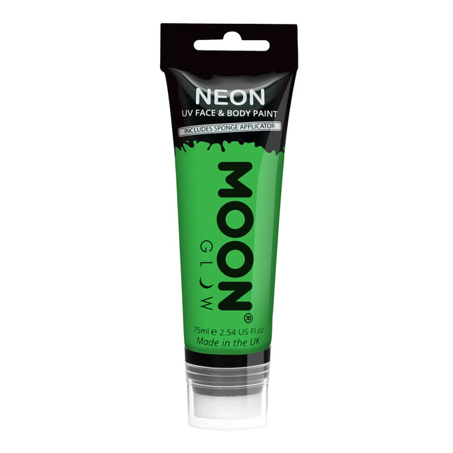 Moon Glow Neon UV Face Paint with Sponge Applicator Intense Green 75ml