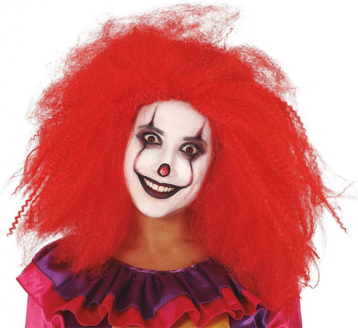 Clown Pruik Afro Rood