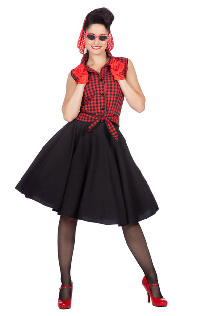 Rock N Roll 50S Jurk Zwart Rood Dames