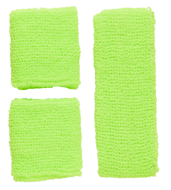 Neon Groene Zweetbandjes 2 delig