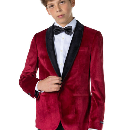 Bordeaux Rode Velvet Blazer Jongen Tiener OppoSuits