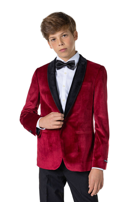 Bordeaux Rode Velvet Blazer Jongen Tiener OppoSuits