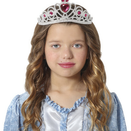 Tiara Zilver Meisje Met Blauw Diamanten Kind