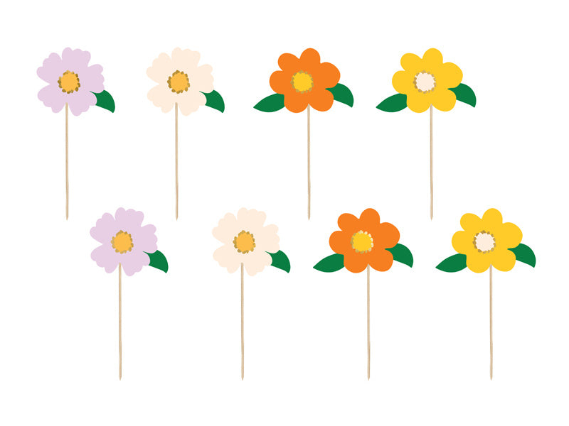 Caketopper Bloemen Mix 13cm 8st