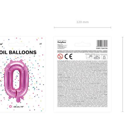 Folie Ballon Letter O Roze Leeg 35cm