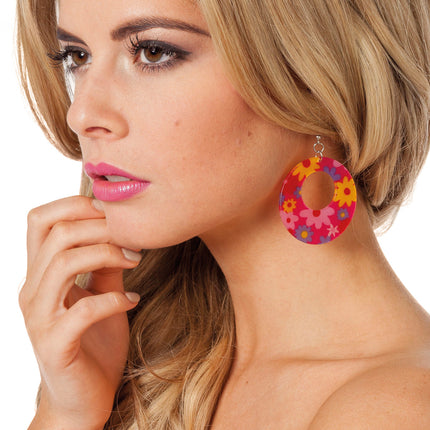 Neon Roze Hippie Oorbellen