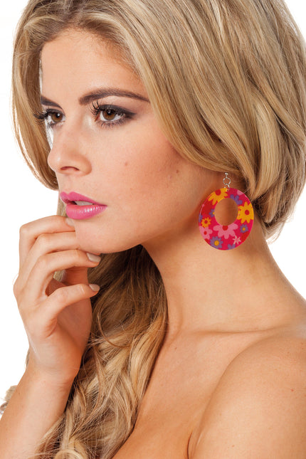 Neon Roze Hippie Oorbellen