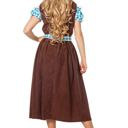 Blauwe Dirndl Jurk Oktoberfest Dames Lang