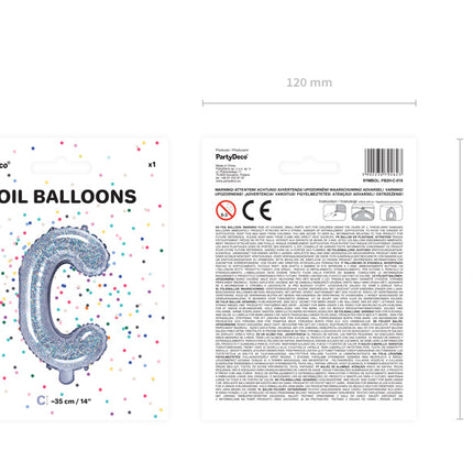 Folie Ballon Letter C Holografisch Leeg 35cm