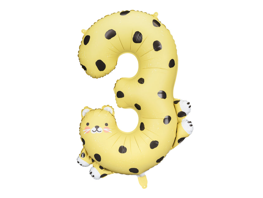 Helium Ballon 3 Jaar Cheetah Leeg 75cm