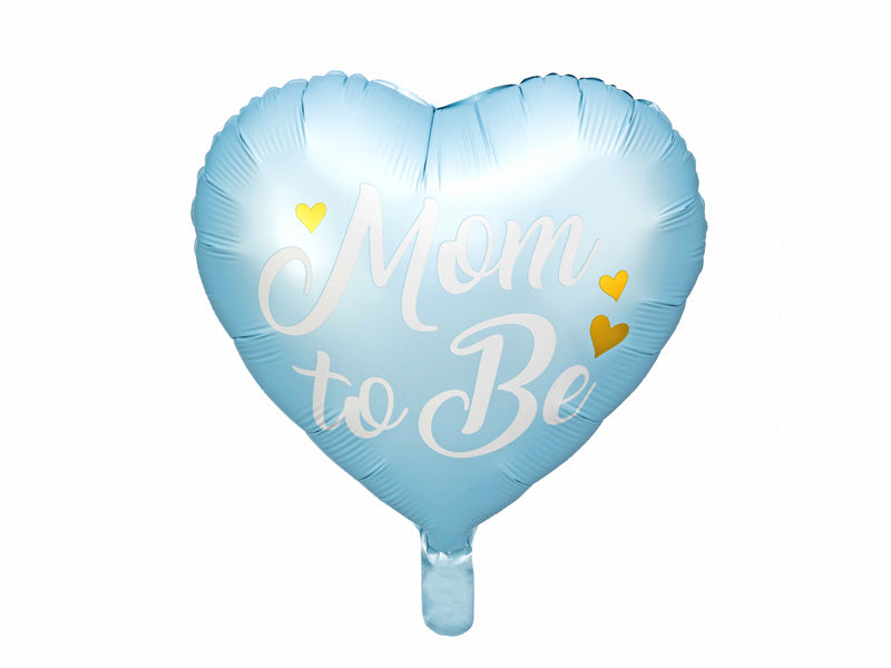 Helium Ballon Hart Mom To Be Blauw Leeg 35cm