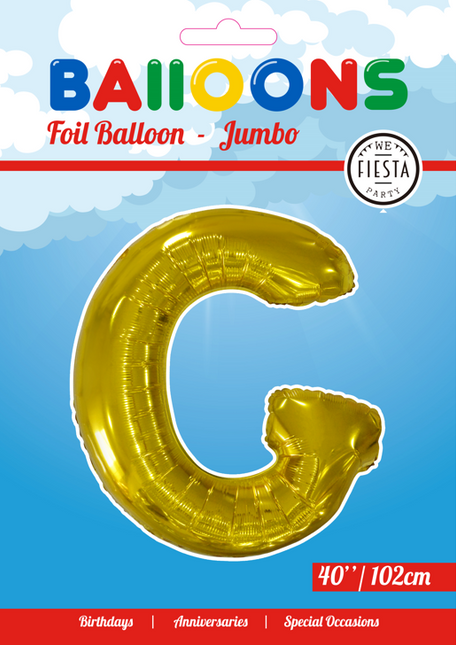 Folie Ballon Letter G Goud XL 102cm leeg