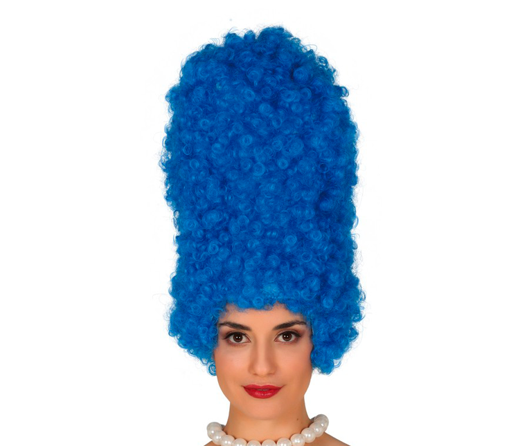 Marge Simpson Pruik Blauwe Krullen 40cm