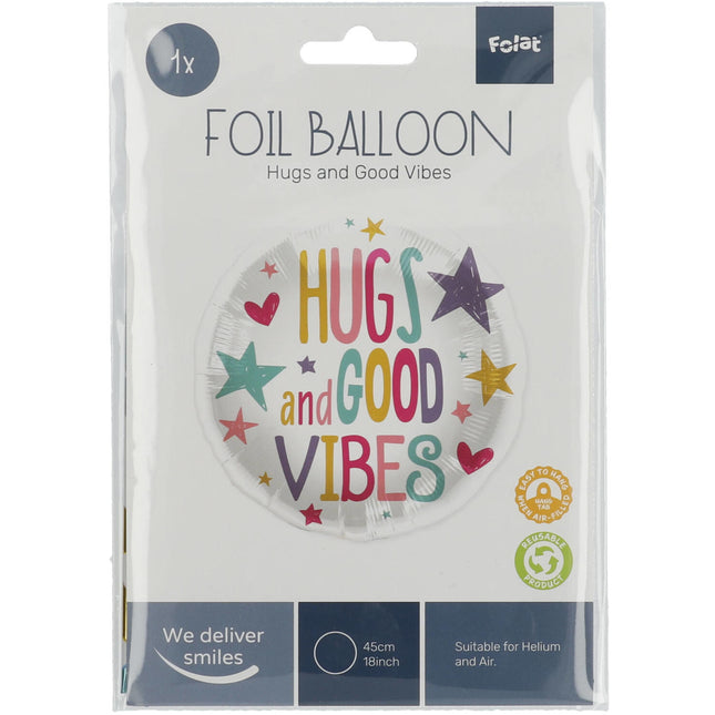 Helium Ballon Hugs And Good Vibes Leeg 45cm