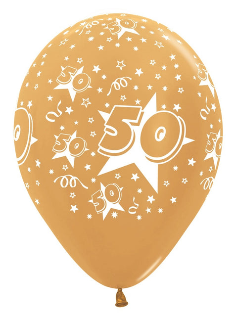 Ballonnen Number 50 Metallic Gold 30cm 25st