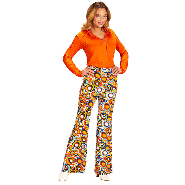 Disco 70S Broek Blauw Oranje Dames