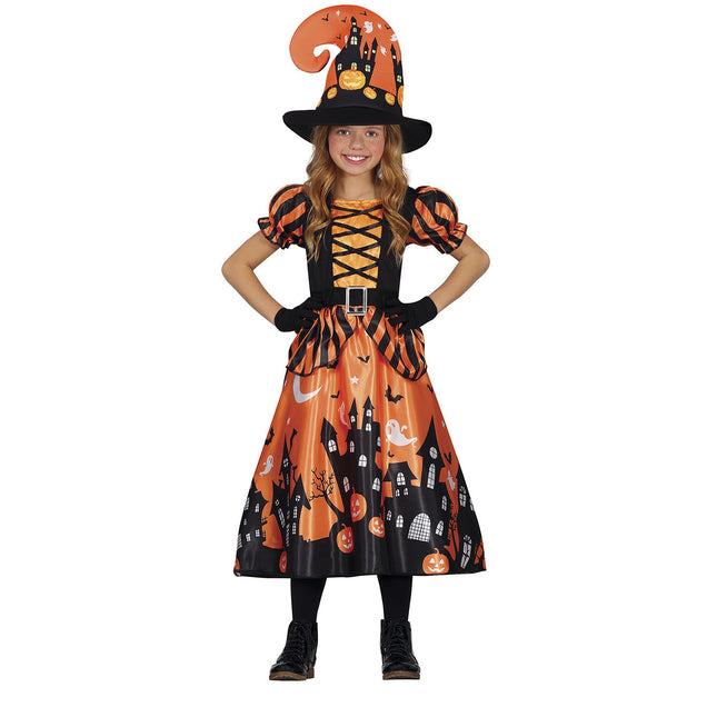 Heks Halloween Kostuum Meisje Pompoen Oranje