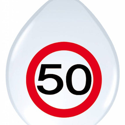 Ballonnen 50 Jaar Verkeersbord 30cm 8st