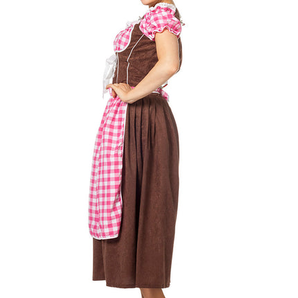 Roze Dirndl Jurk Oktoberfest Dames Lang