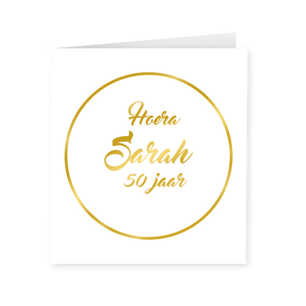 Kaart Sarah 50 Jaar Goud Wit 15cm