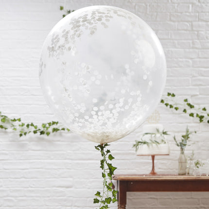 Witte Confetti Ballonnen 90cm 3st