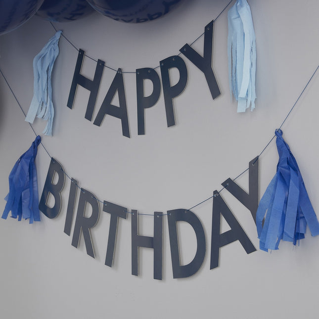 Blauwe Happy Birthday Slinger Tassels 1,5m