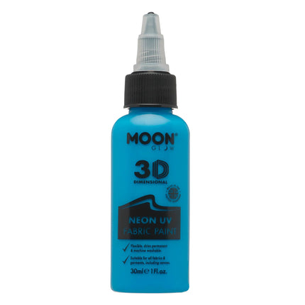 Moon Glow Neon UV Fabric Paint 30ml Intense Blue 30ml