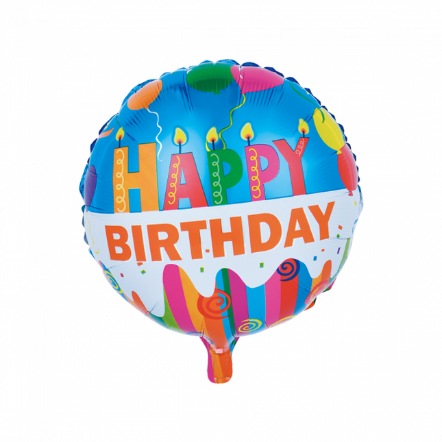 Helium Ballon Happy Birthday Kaarsjes Versiering 45cm leeg