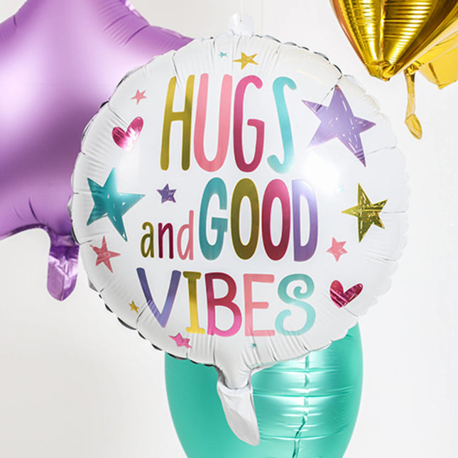 Helium Ballon Hugs And Good Vibes Leeg 45cm