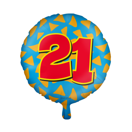 Helium Ballon 21 Jaar Gekleurd Leeg 46cm