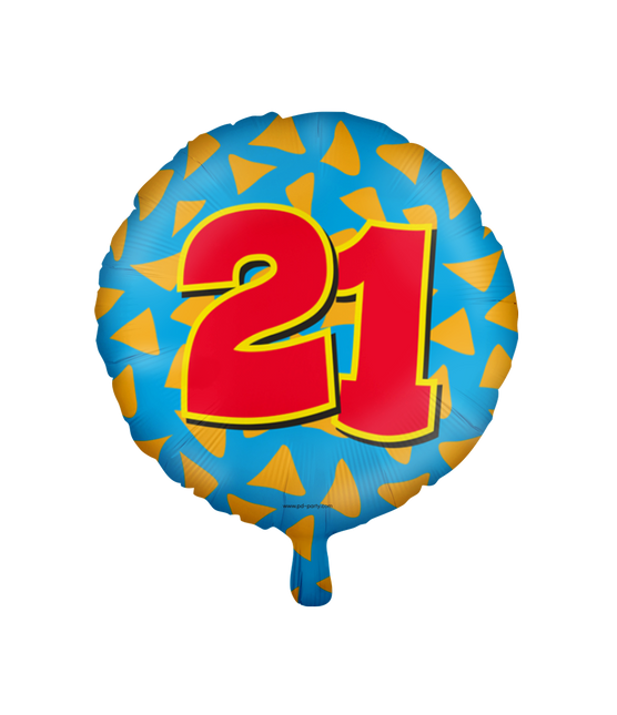 Helium Ballon 21 Jaar Gekleurd Leeg 46cm