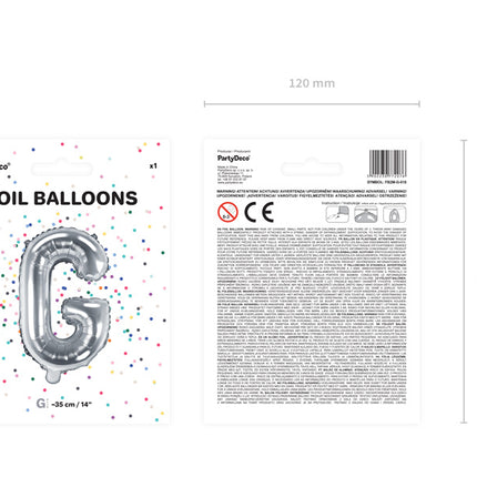 Folie Ballon Letter G Zilver Leeg 35cm