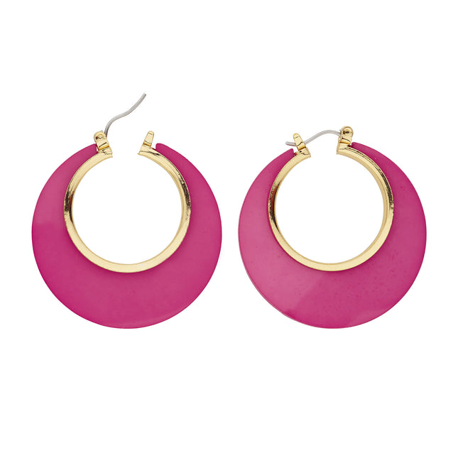 Disco 70S Oorbellen Fuchsia Goud