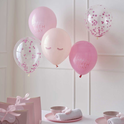 Happy Birthday Ballonnen Roze 5st