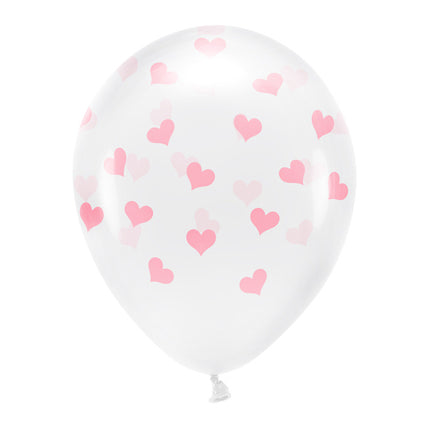 Witte Ballonnen Lichtroze Hartjes 33cm 6st