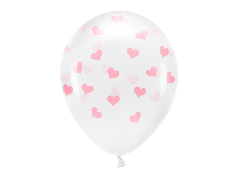 Witte Ballonnen Lichtroze Hartjes 33cm 6st