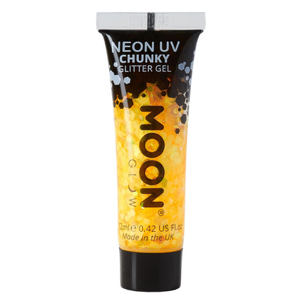 Moon Glow Neon UV Chunky Glitter Gel Golden Yellow 12ml