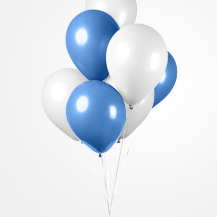 Wit Blauwe Ballonnen 30cm 10st