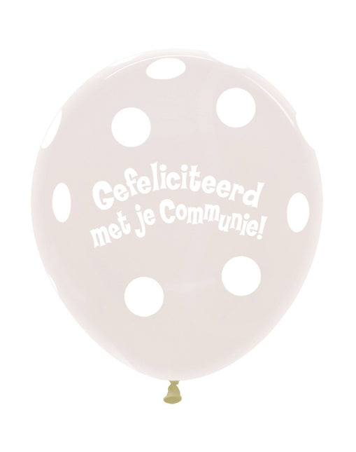 Ballonnen Communie Polka Dots Clear 45cm 25st