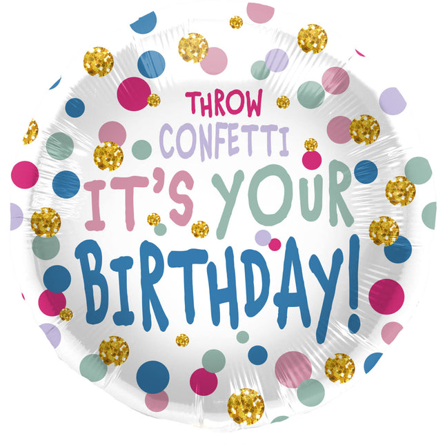 Helium Ballon Birthday Throw Confetti Leeg 45cm