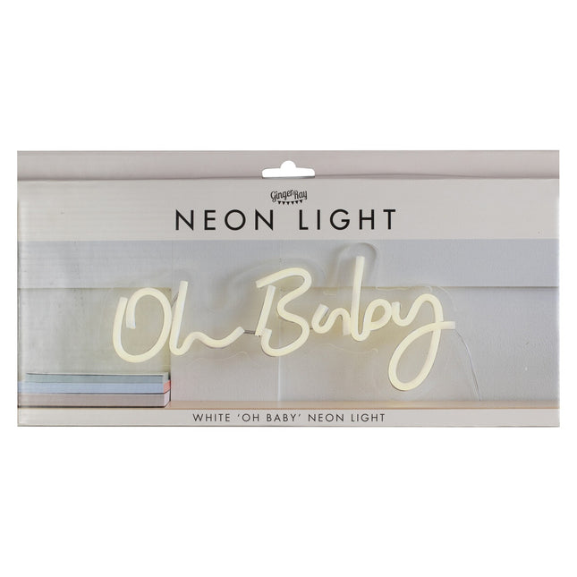 Witte Neon Lamp Oh Baby 34cm